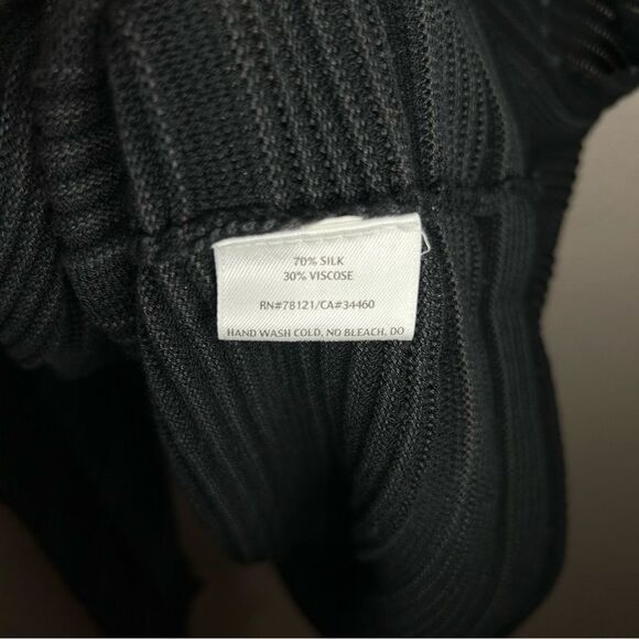 Eileen Fisher black Silk Sheen Stripe knit pullover sweater women’s size XL - Picture 5 of 7